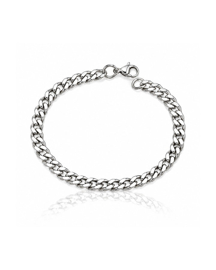 Elli Jewellery rhodium plated silver curb chain bracelet with a secure lobster clasp closure.