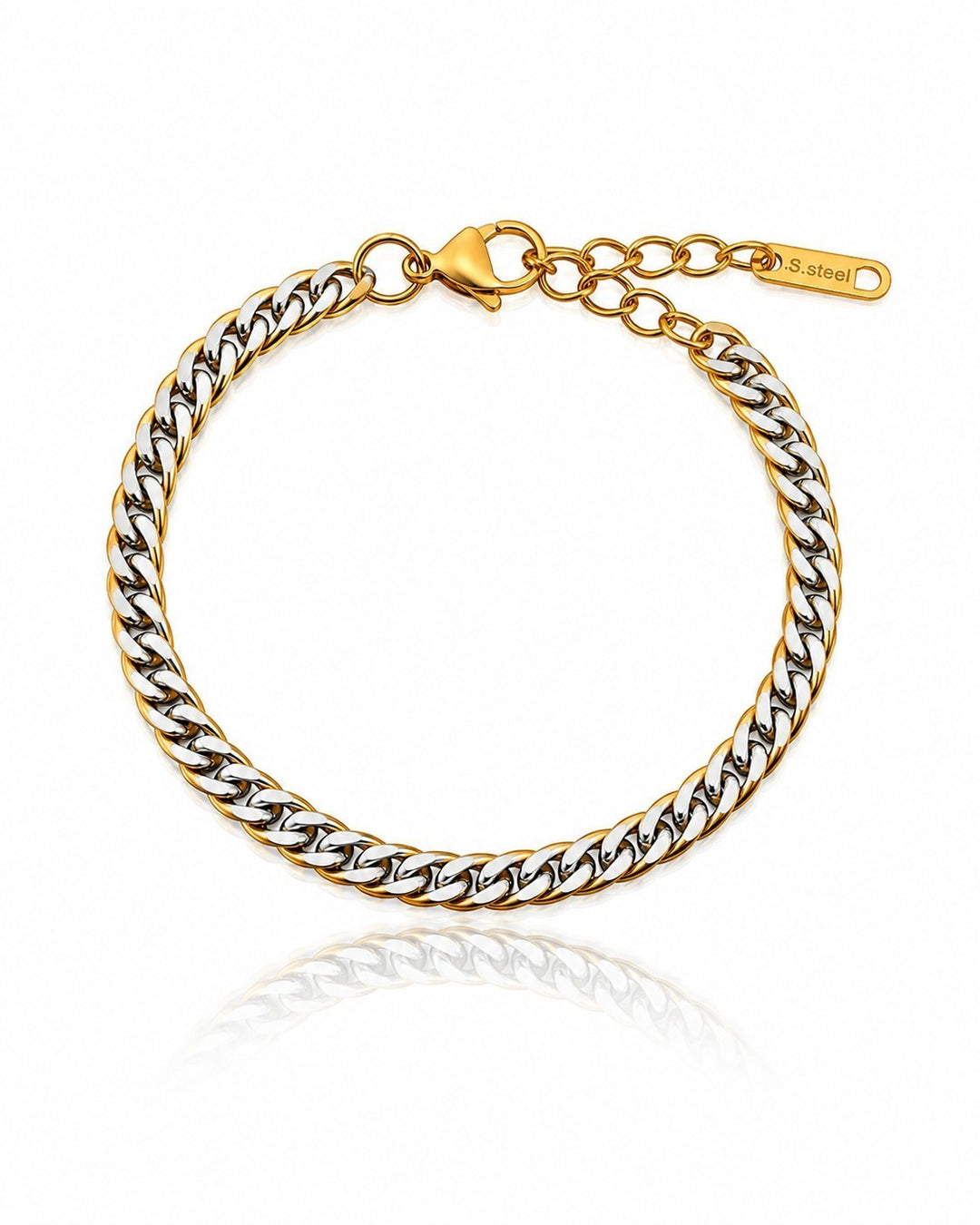 Elli Jewellery chunky two-tone twisted curb chain bracelet in gold and silver plated stainless steel with lobster clasp