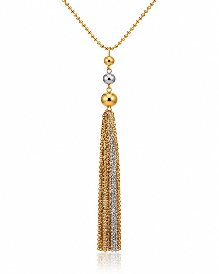 Elli Jewellery two-tone gold and silver plated layered tassel chain necklace with ball bead accents