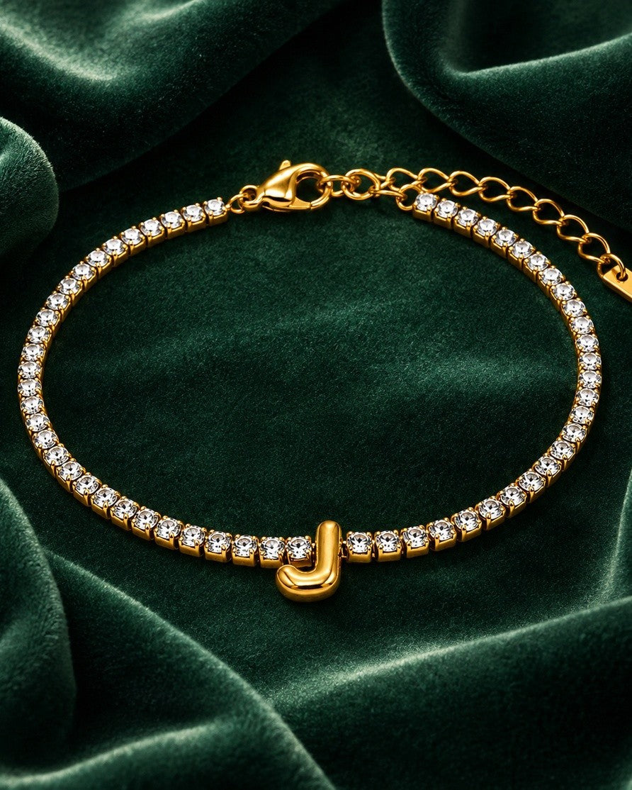 Gold Plated Initial Letter 'J' Personalised Bracelet (11483)