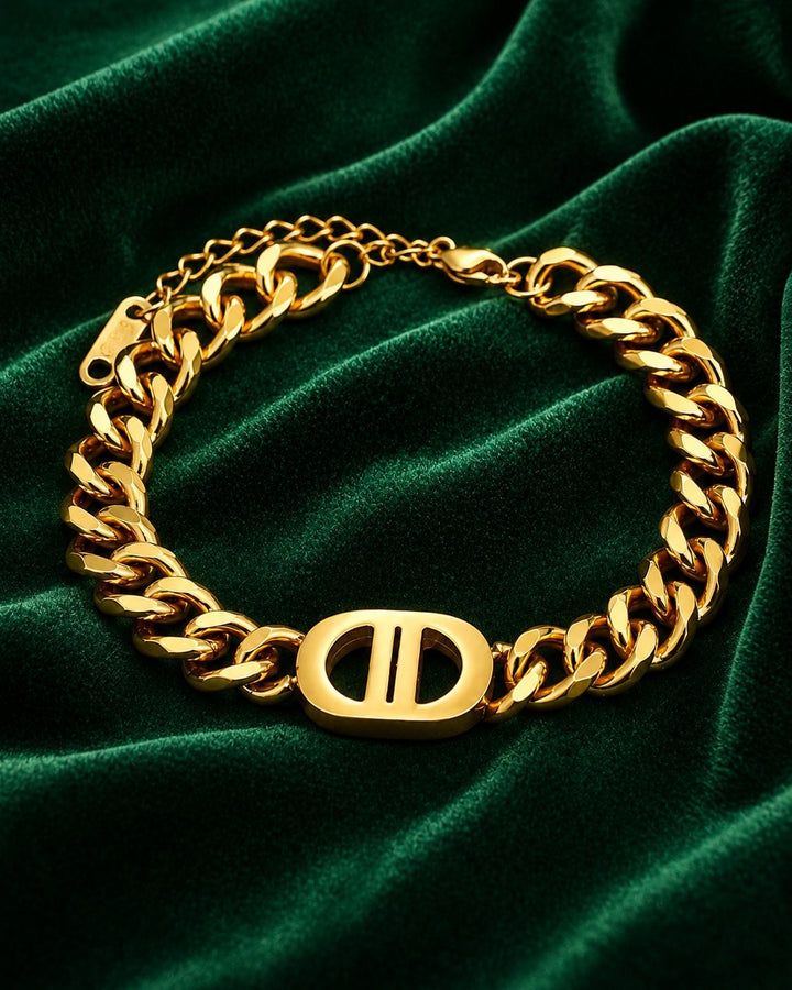 Gold Plated Waterproof Chunky Chain Link Bracelet (10816)