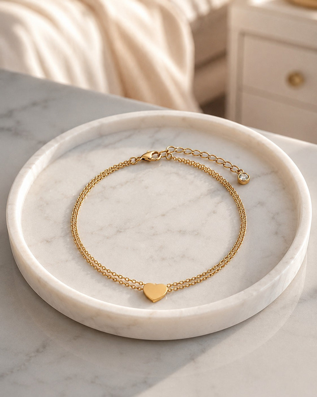 Gold Toned Solid Heart Anklet(11993)