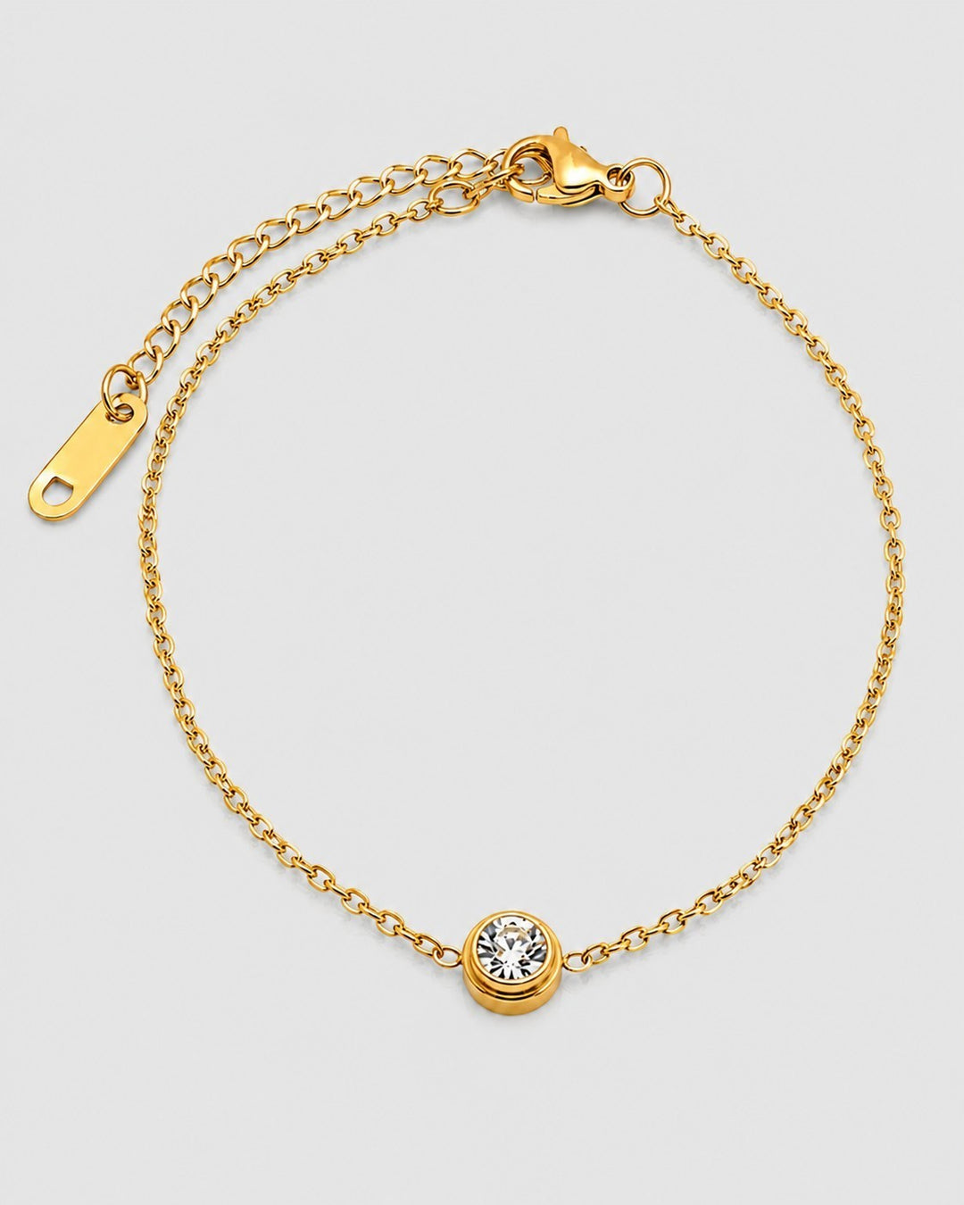 Delicate Cubic Zirconia Gold Plated Waterproof Chain Bracelet (10818)