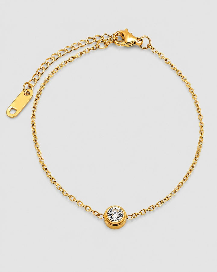 Delicate Cubic Zirconia Gold Plated Waterproof Chain Bracelet (10818)
