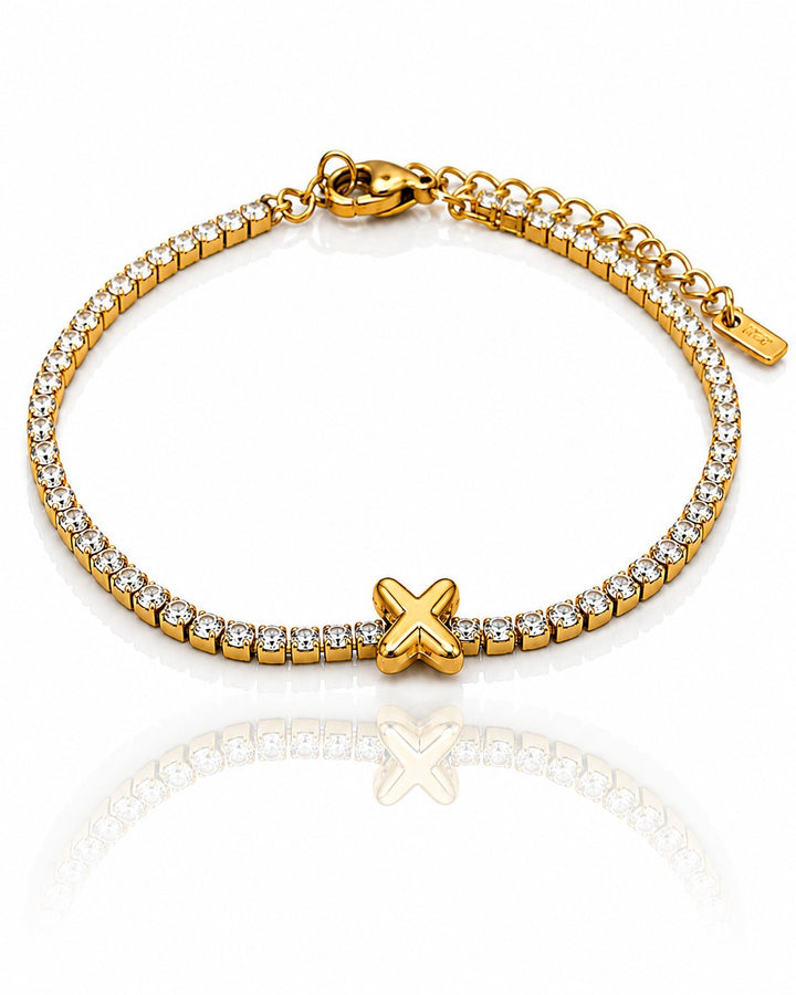 Gold Plated Initial 'X' Letter Charm Bracelet (11497)