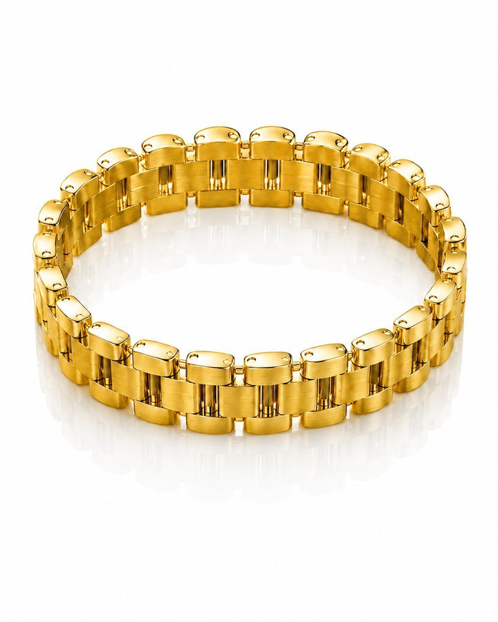 Gold Plated Waterproof Chunky Link Chain Adjustable Bracelet (11217)