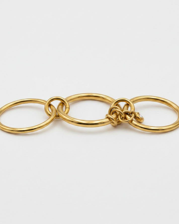 Gold Plated Waterproof Stacked Multilayer Ring Set (11503)