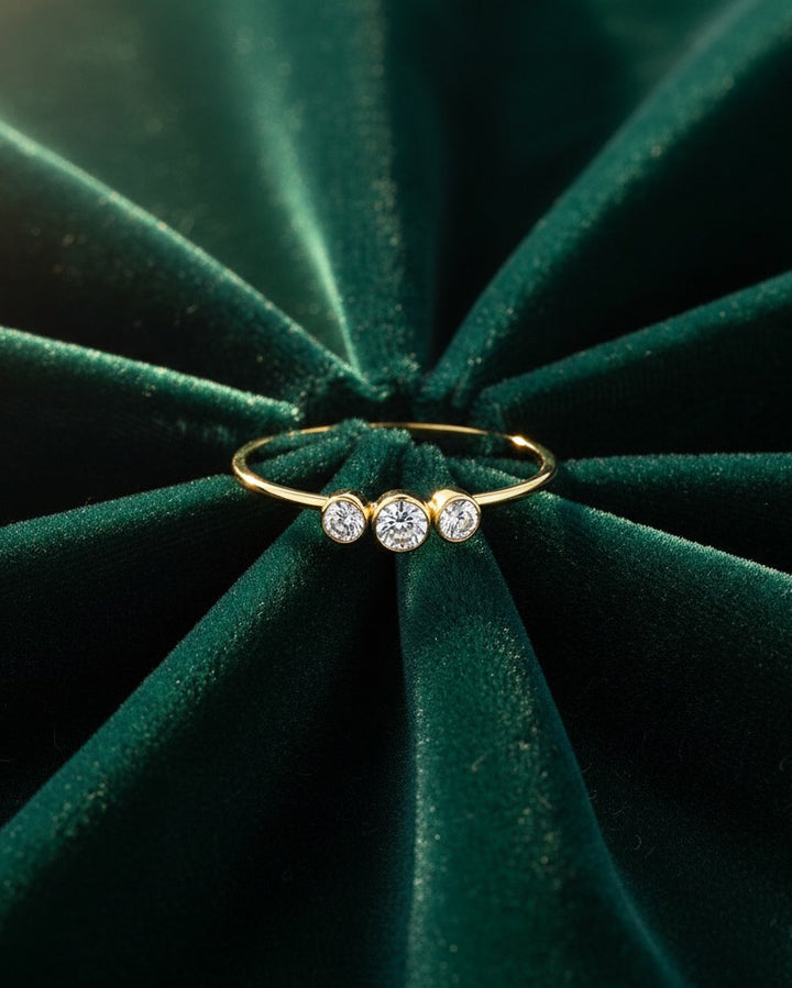 Gold Plated Trilogy Three Stone CZ Crystal Ring (10597/6)