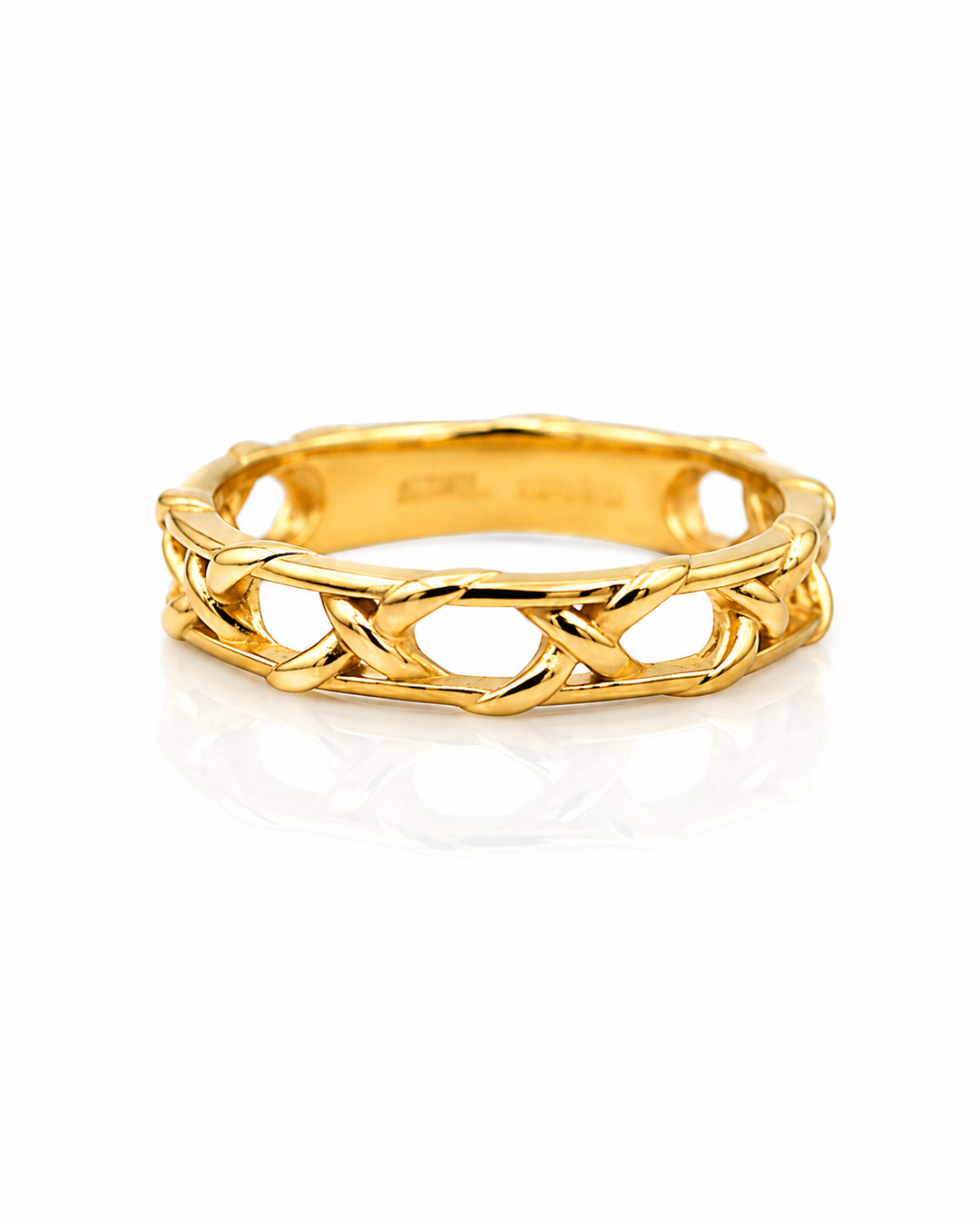 Gold Plated Waterproof Intricate Web Design Statement Ring (10802/6)
