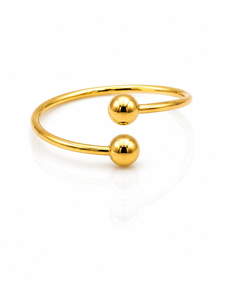 Gold Plated Waterproof Double Ball Minimalist Ring (10594/6)