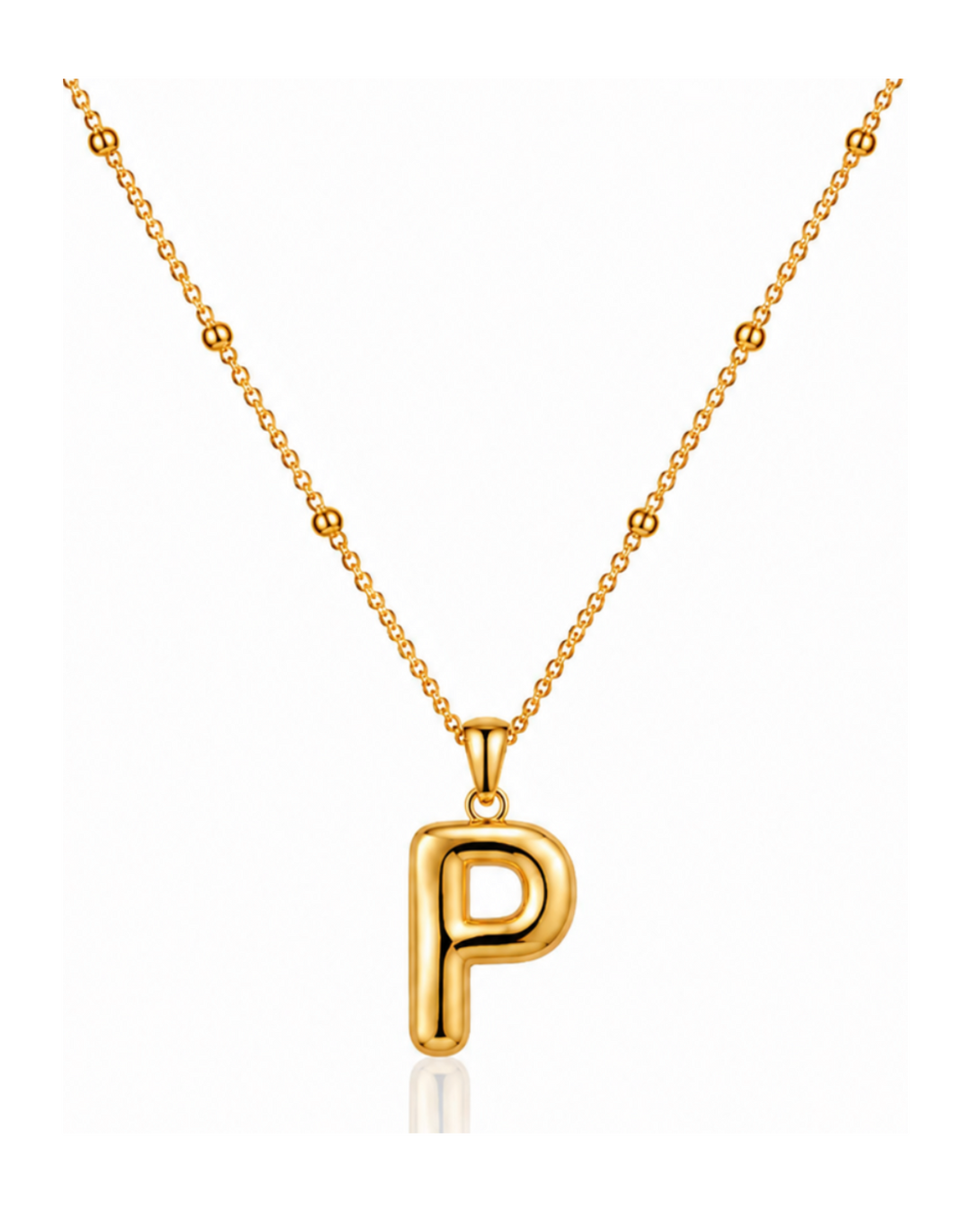 Gold Plated Waterproof Chunky Initial 'P' Statement Necklace (11649)