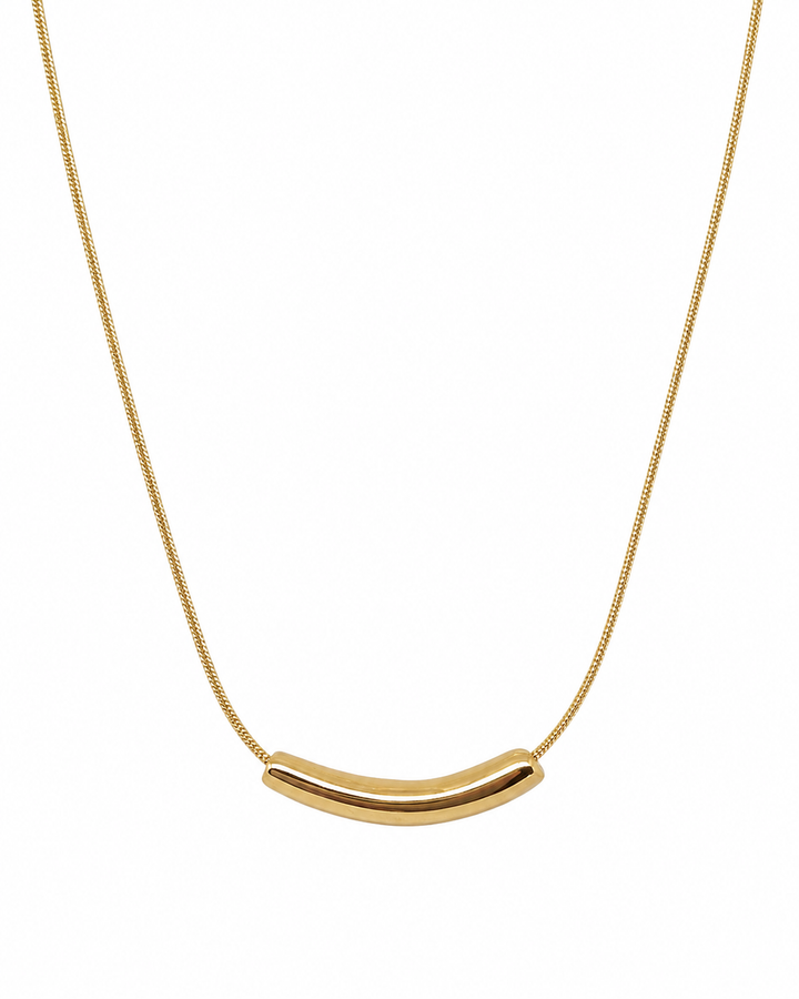 Gold Plated Waterproof Snake Chain Tusk Pendant Necklace (100024)