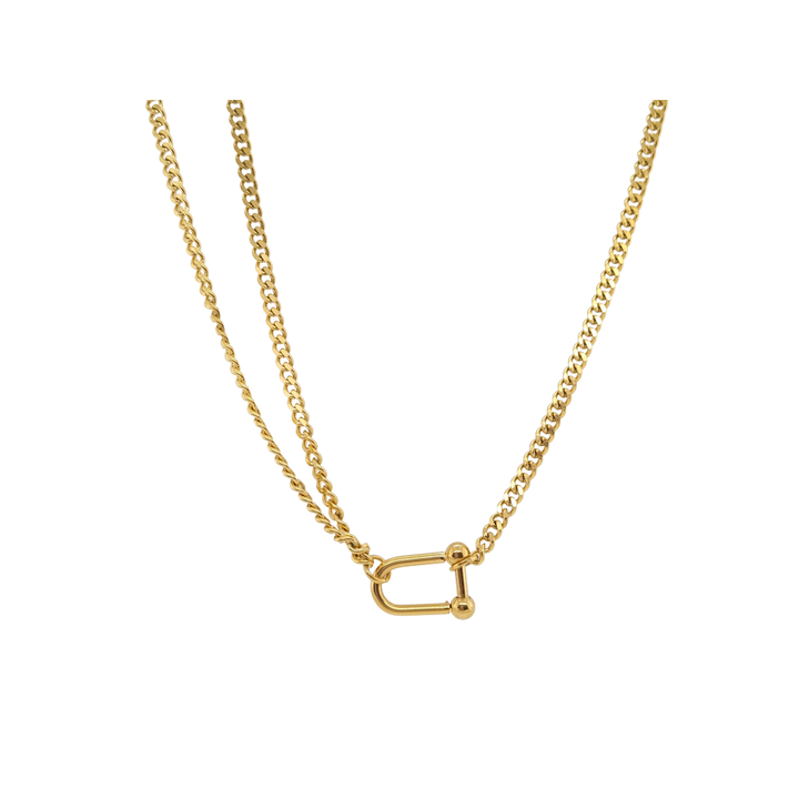 Gold Plated Half Layered Curb Chain with Shackle Clasp