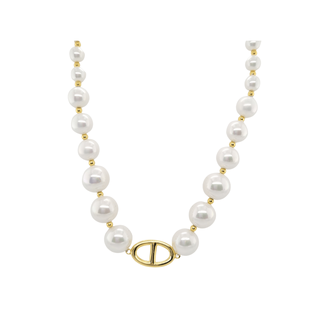 Gold Pearl Choker Necklace 