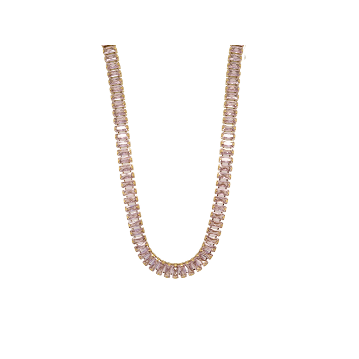 Pink Cubic Zirconia Baguette Necklace