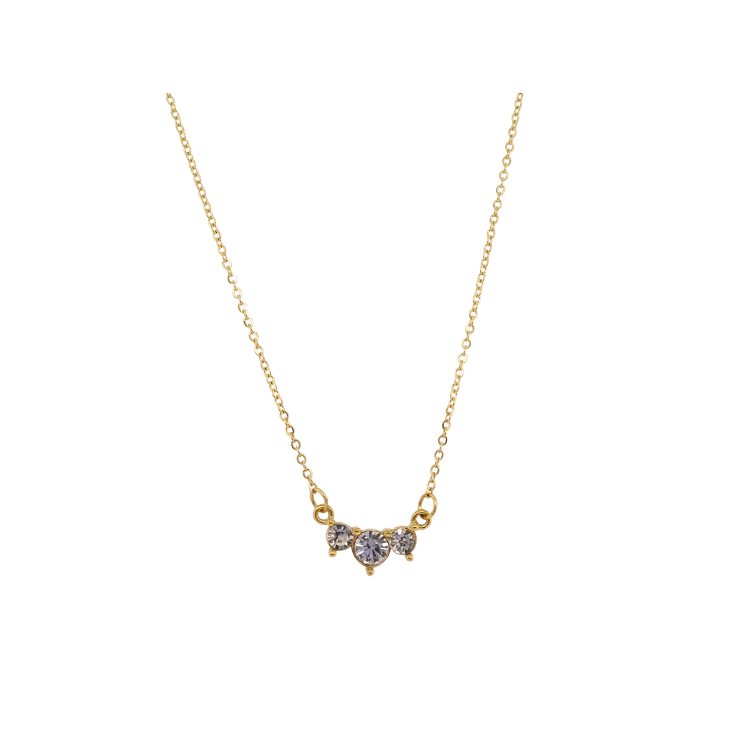Gold Plated Necklace with Cubic Zirconia Trilogy Pendant