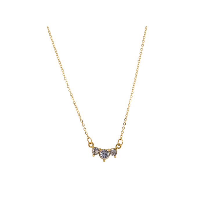 Gold Plated Necklace with Cubic Zirconia Trilogy Pendant
