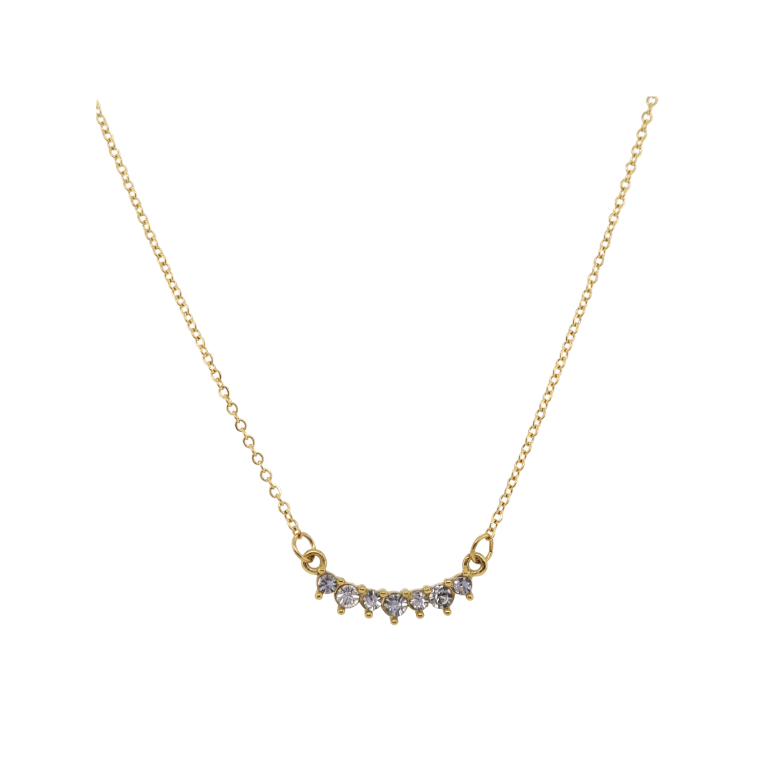 Gold Plated Necklace with Cubic Zirconia Bar