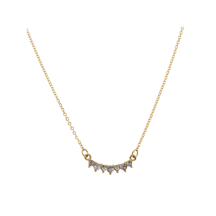 Gold Plated Necklace with Cubic Zirconia Bar