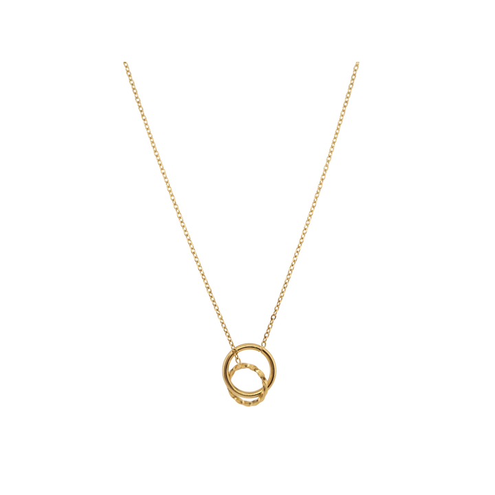 Gold Plated Necklace with Double Circle Pendant