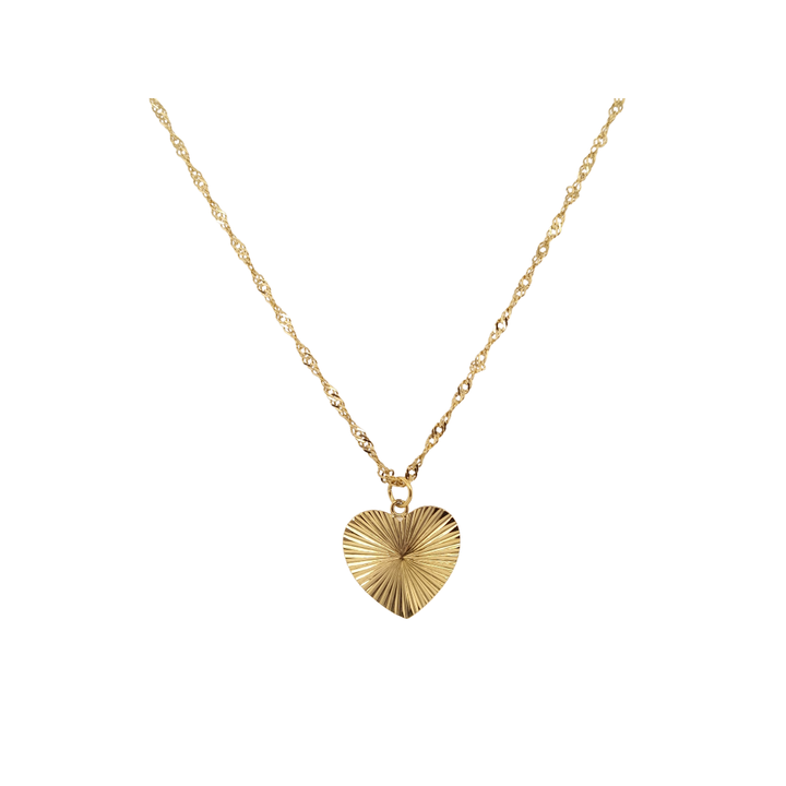 Gold Toned Necklace and Patterned Heart Pendant