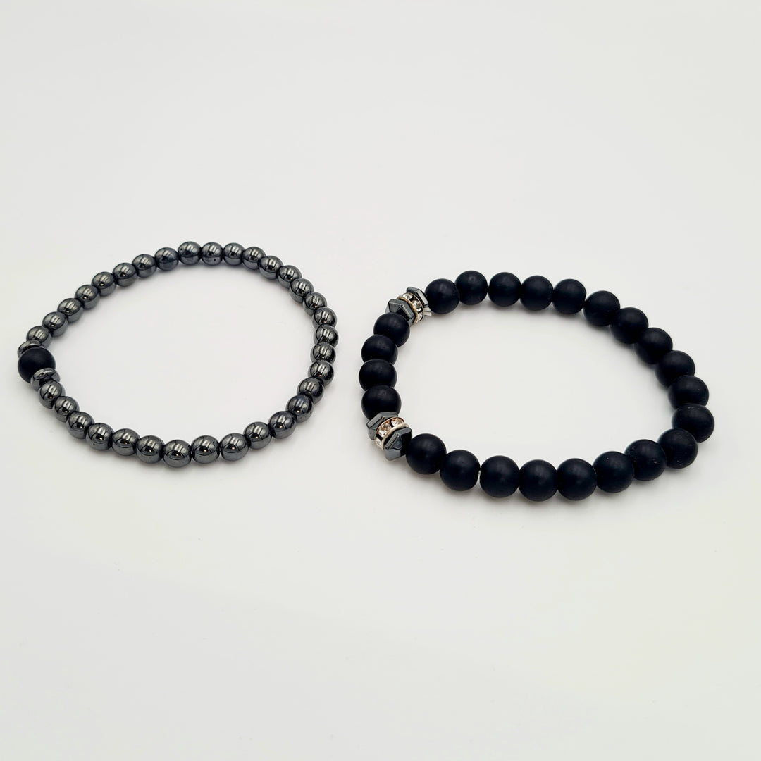 Black Beaded 2-Pack Bracelet