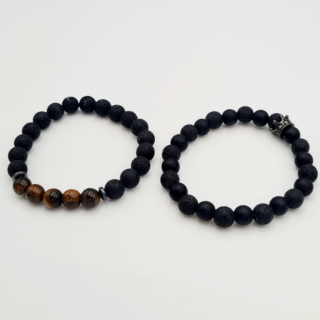 Black Beaded Matte 2-Pack Bracelets