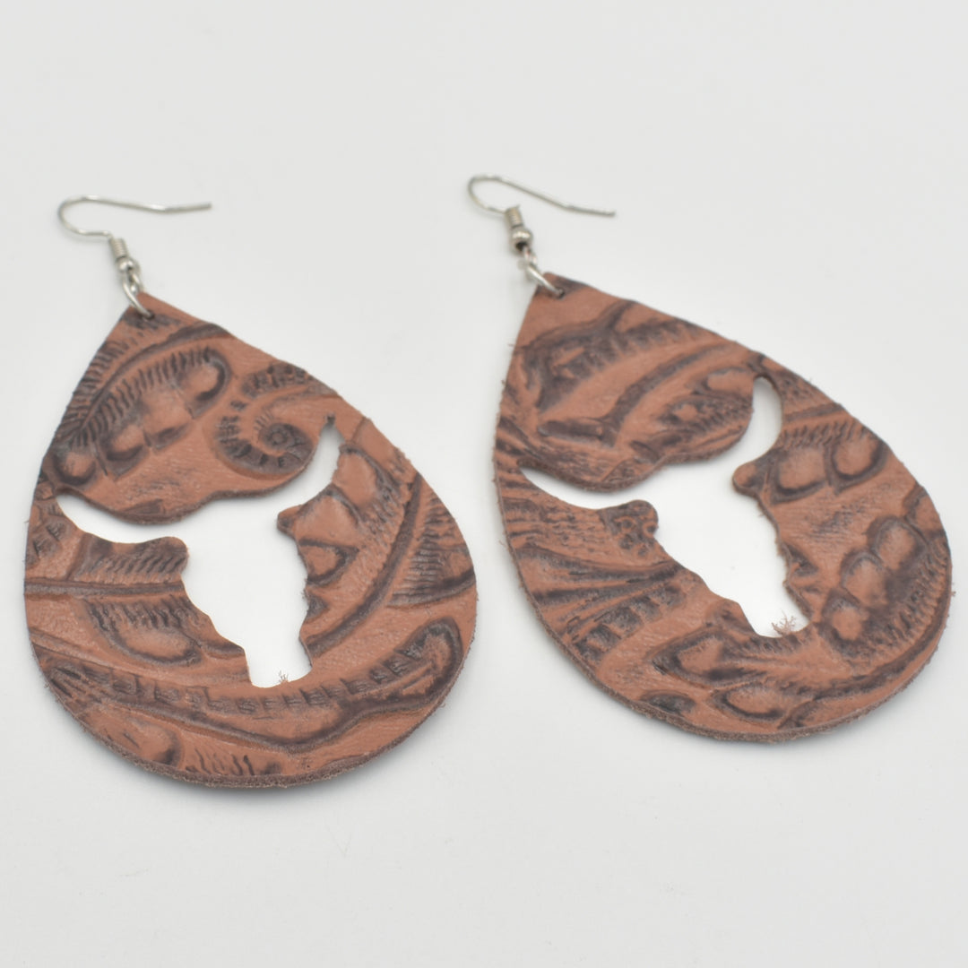 Brown Textured African Drop Earrings