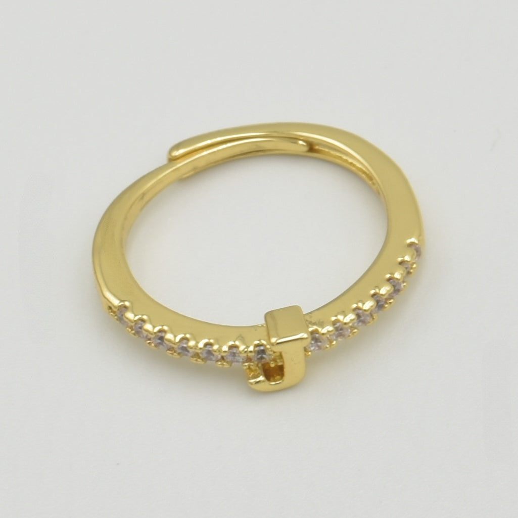 Cubic Zirconia Letter 'J' Ring