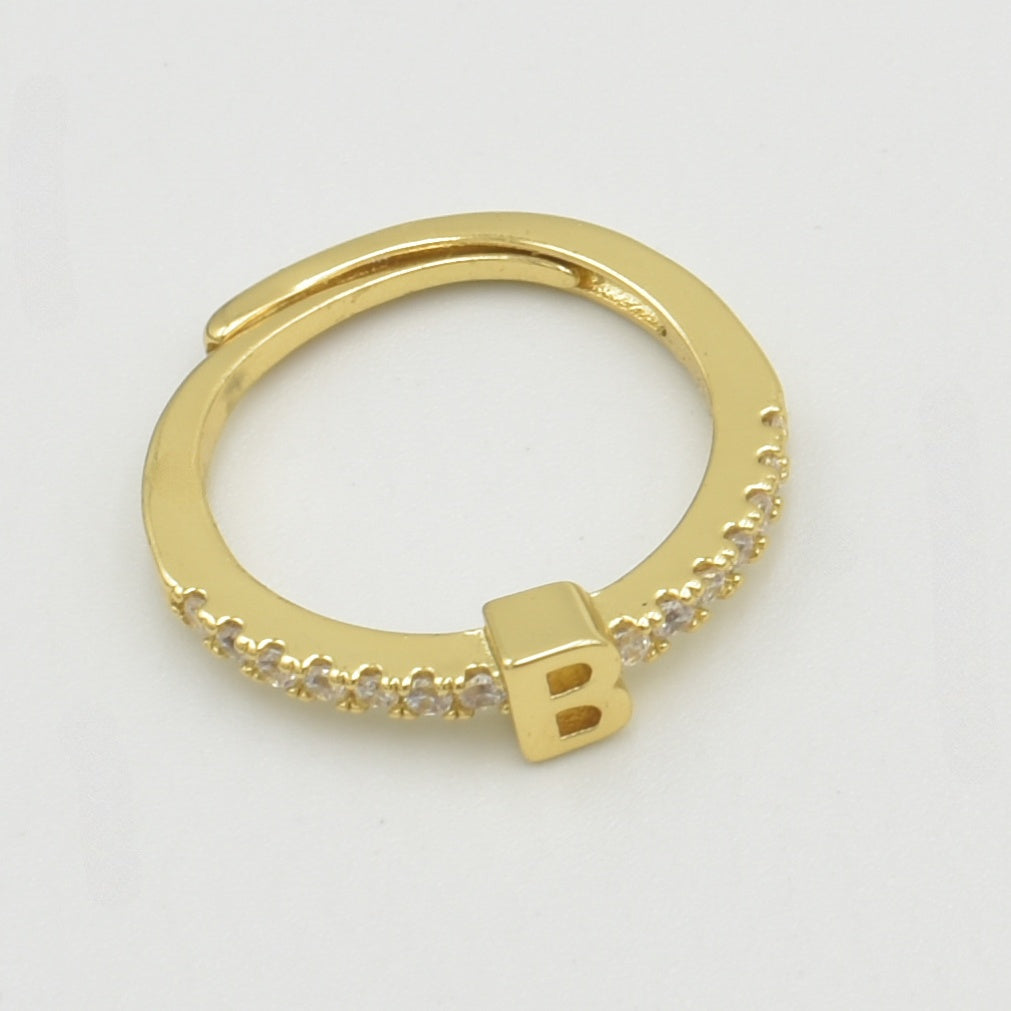 Cubic Zirconia Letter 'B' Ring