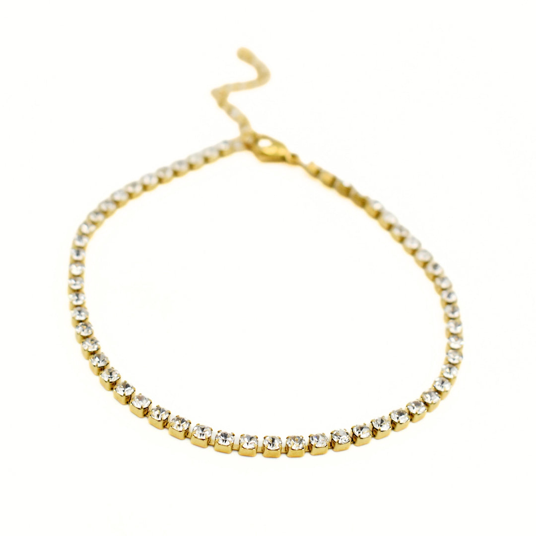 Gold Toned Clear Tennis Zirconia Bracelet
