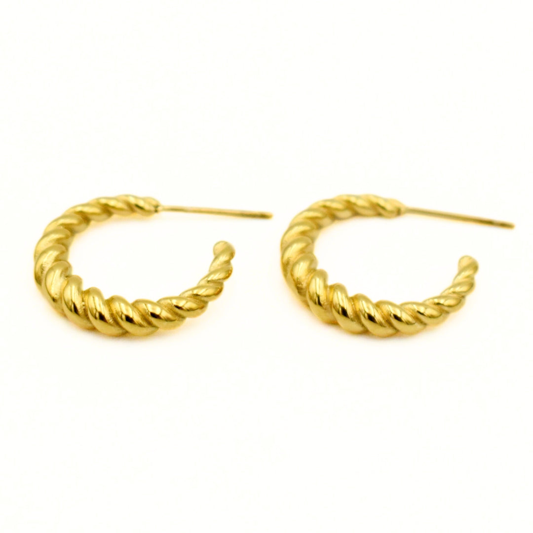 Gold Plated Cross Twirls Hoop Earrings