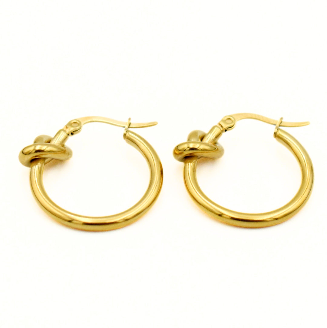 Gold Plated Knot Medium Hoop Earrings