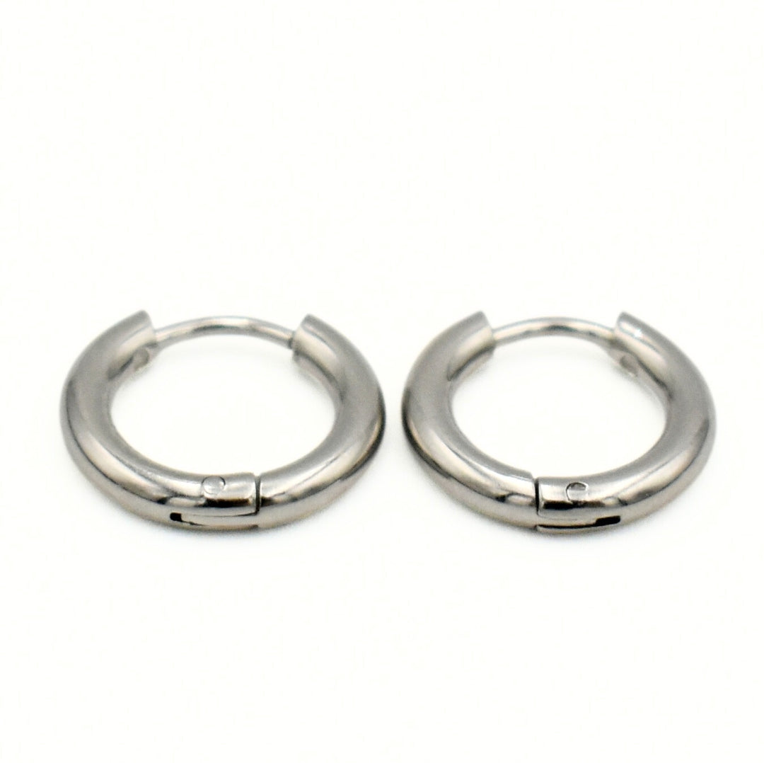 Rhodium Plated Small Huggie Earrings