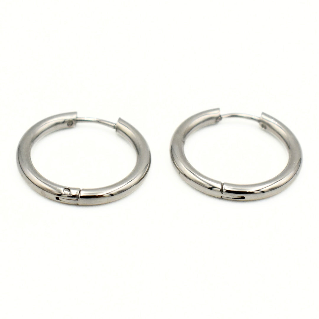 Rhodium Plated Smooth Small Huggies
