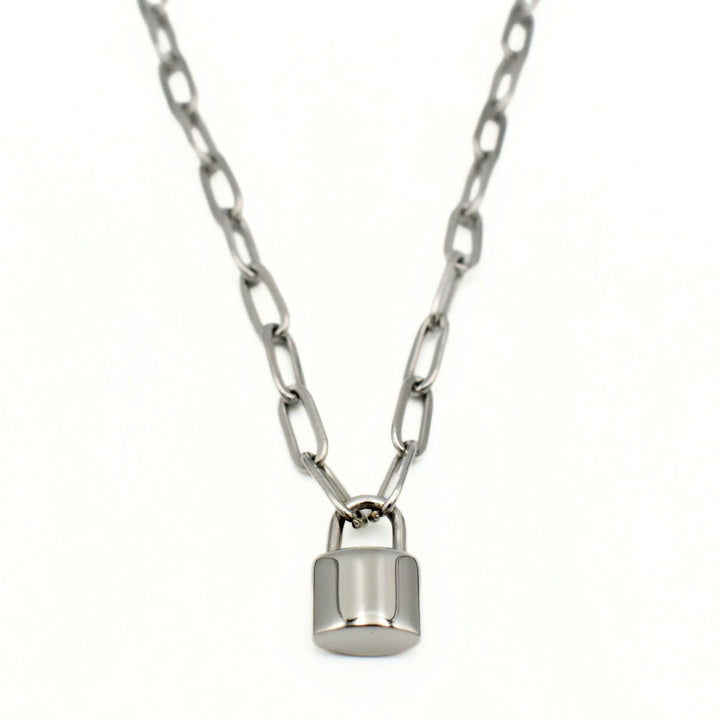Rhodium Plated Lock Chain