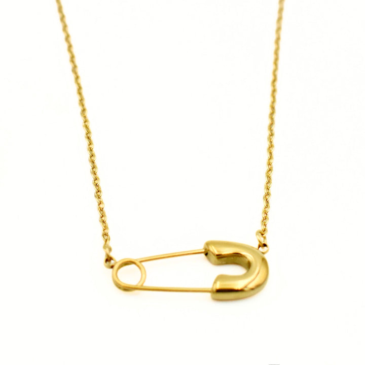 Gold Plated Safety Pin Dainty Necklace
