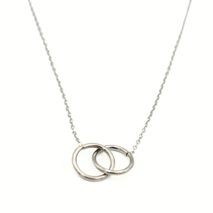 Rhodium Plated Combined Circles Necklace