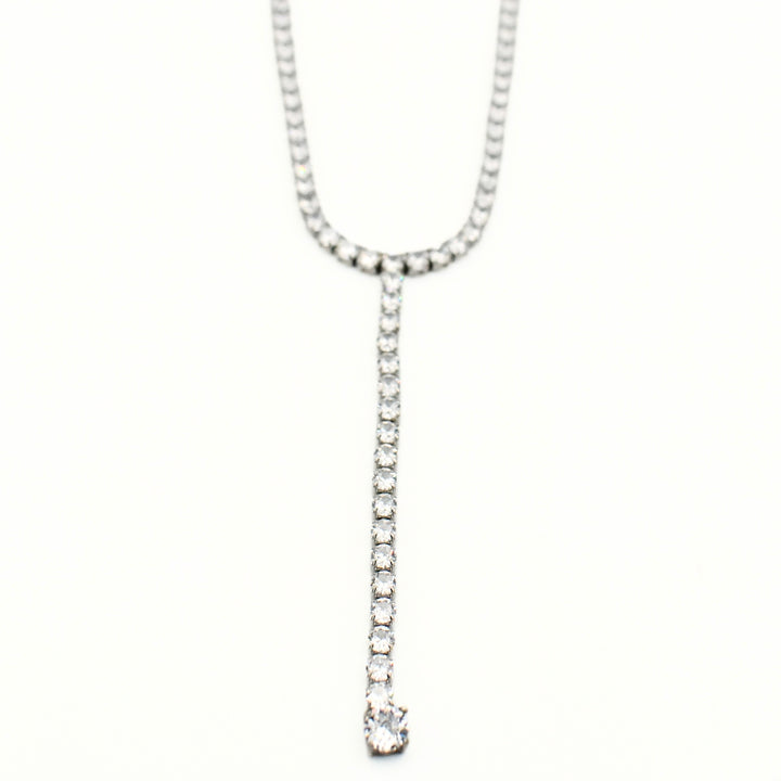 Rhodium Plated Cubic Zirconia Necklace