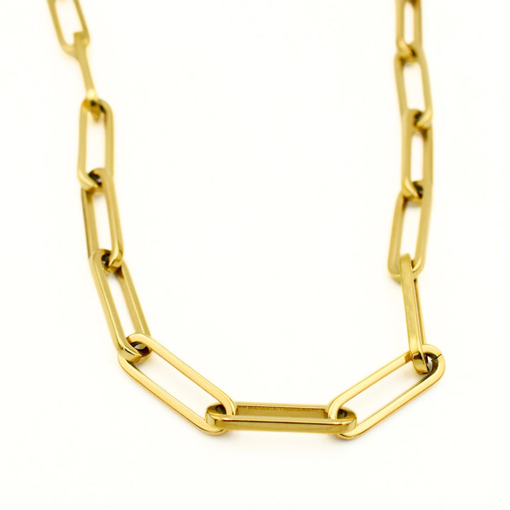 Gold Toned Chunky Paper Link Necklace