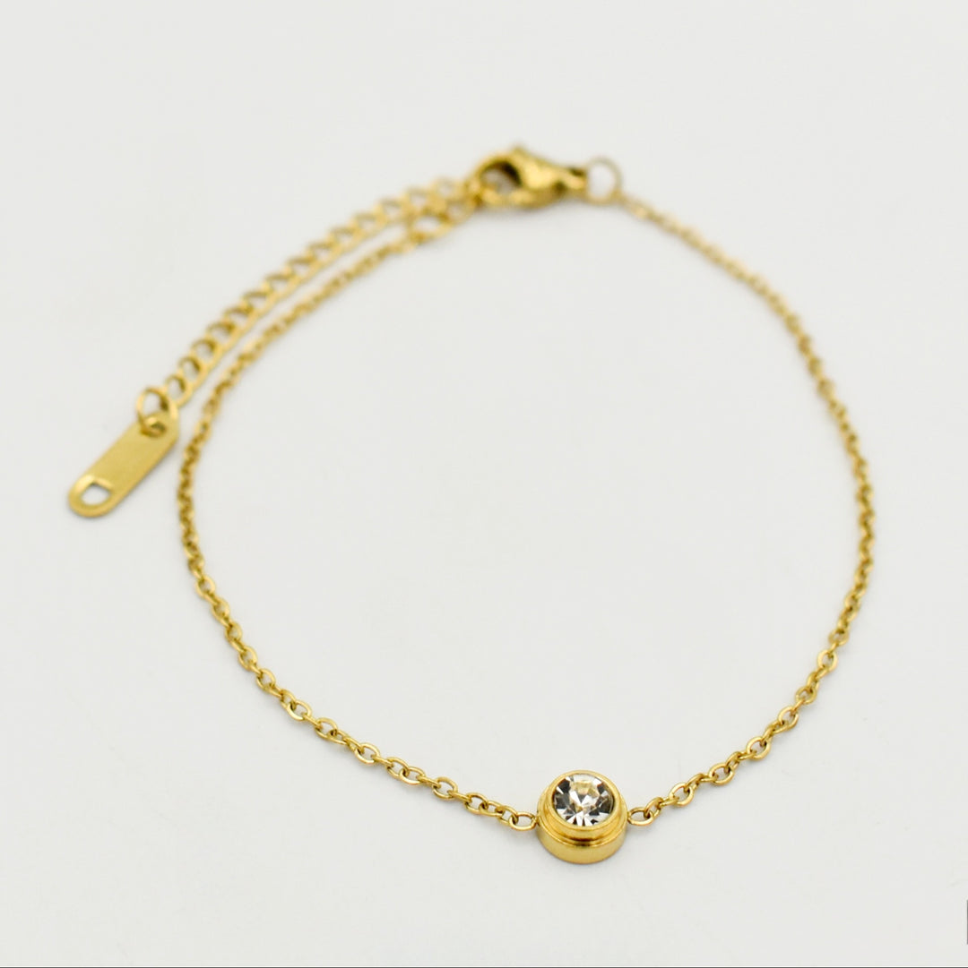 Gold Clear Cubic Dainty Bracelet