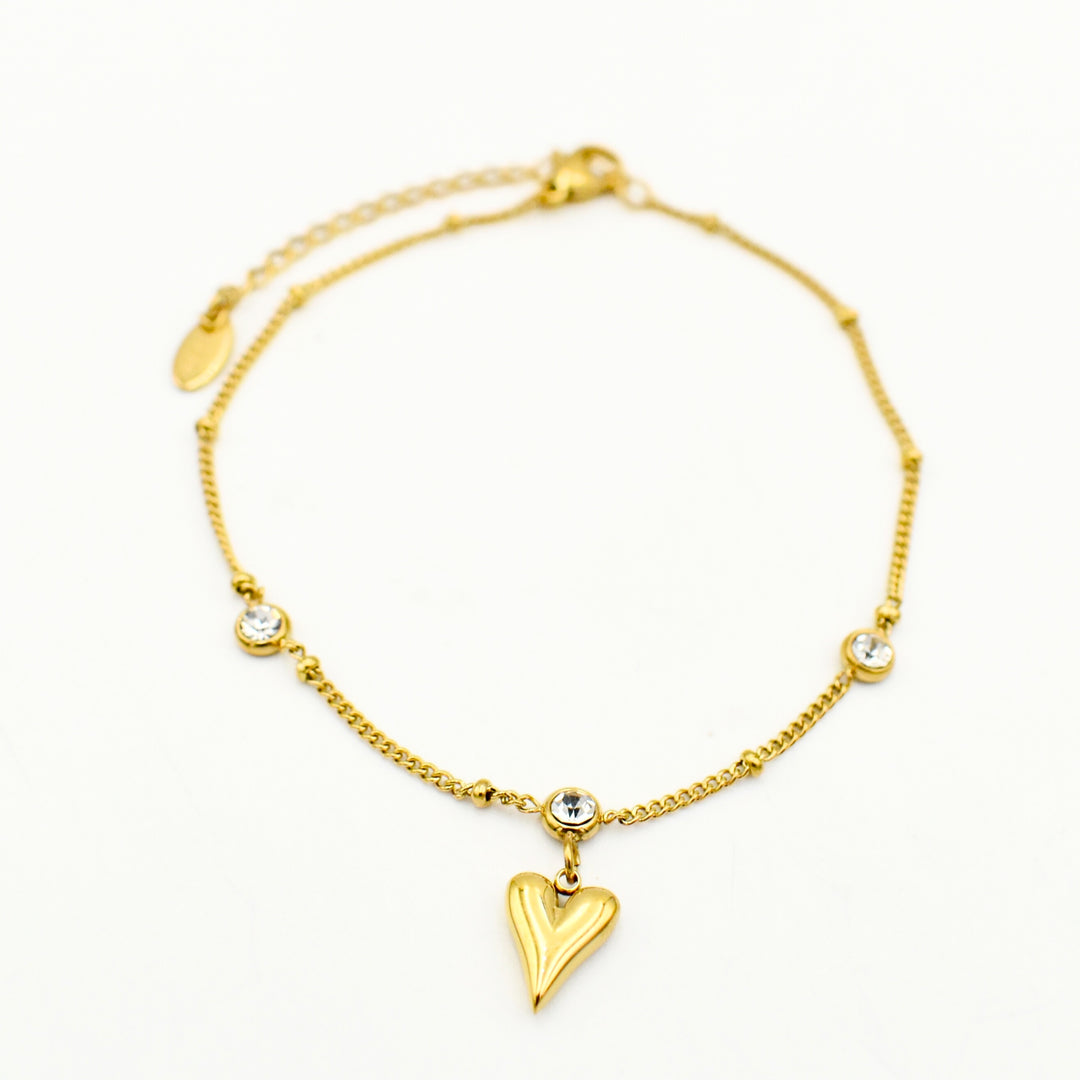 Gold Plated Heart Diamante Bracelet