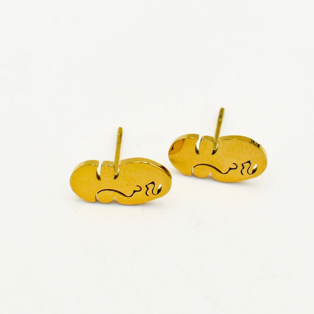 Gold Plated Mismatch Face Stud Earrings