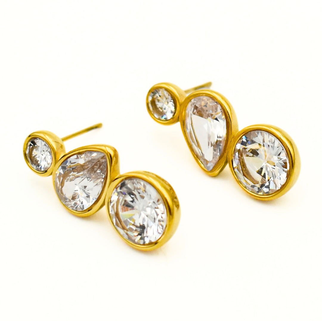Gold Plated Multi-Disc Drop Earrings