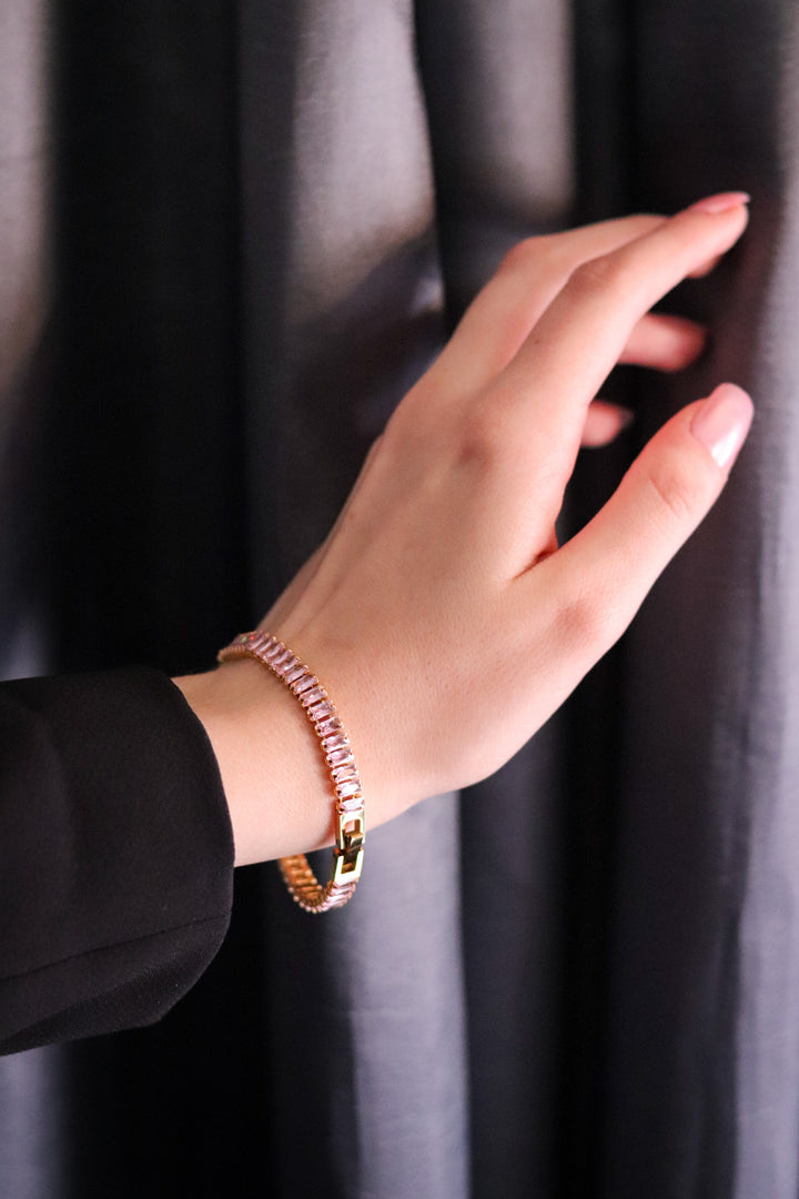 Pink Cubic Zirconia Baguette Bracelet