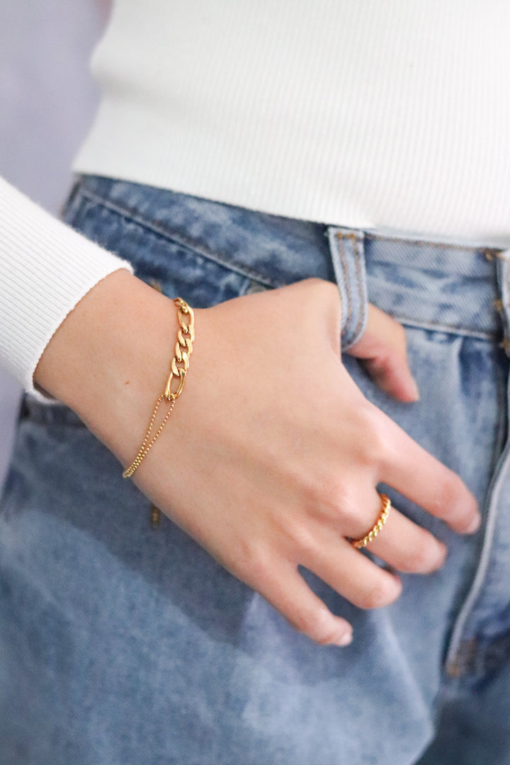 Gold Plated Half Figaro Bracelet