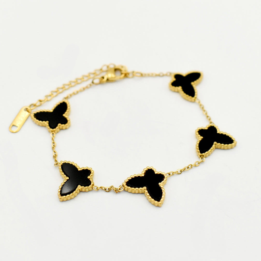 Gold Dainty Black Butterfly Bracelet
