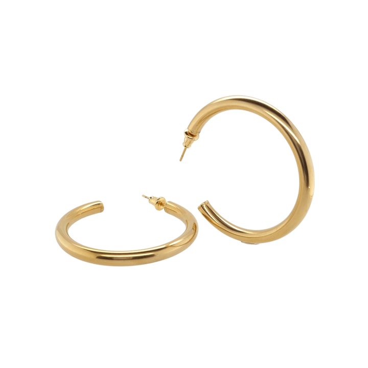 Gold Toned Medium 35mm Hoop Earrings