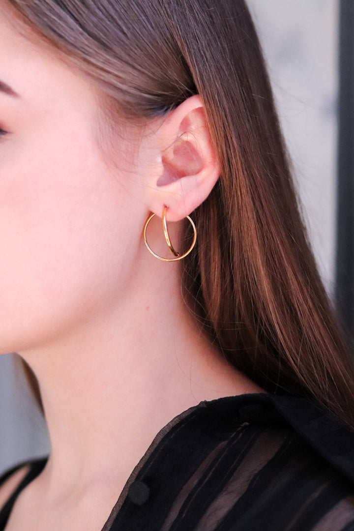 Gold Plated Thin Double Hoop Earrings