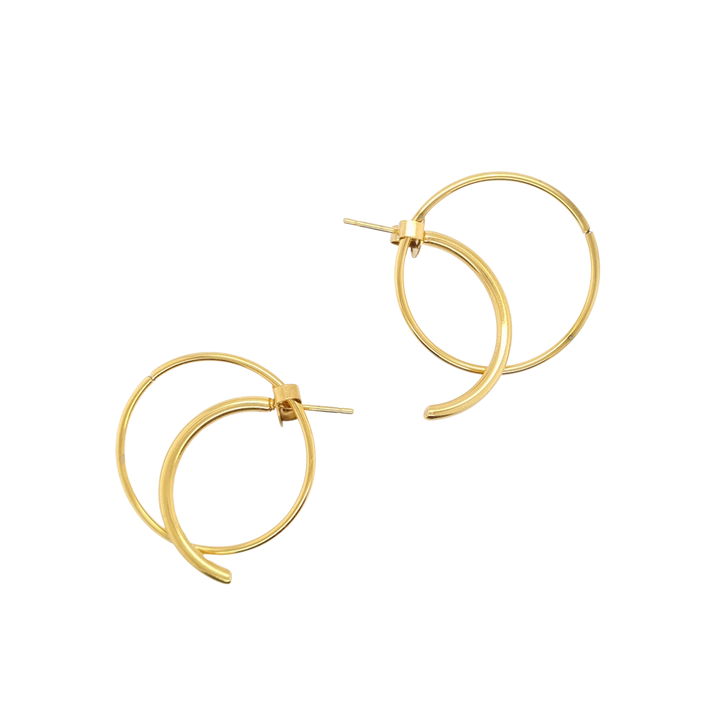Gold Plated Thin Double Hoop Earrings